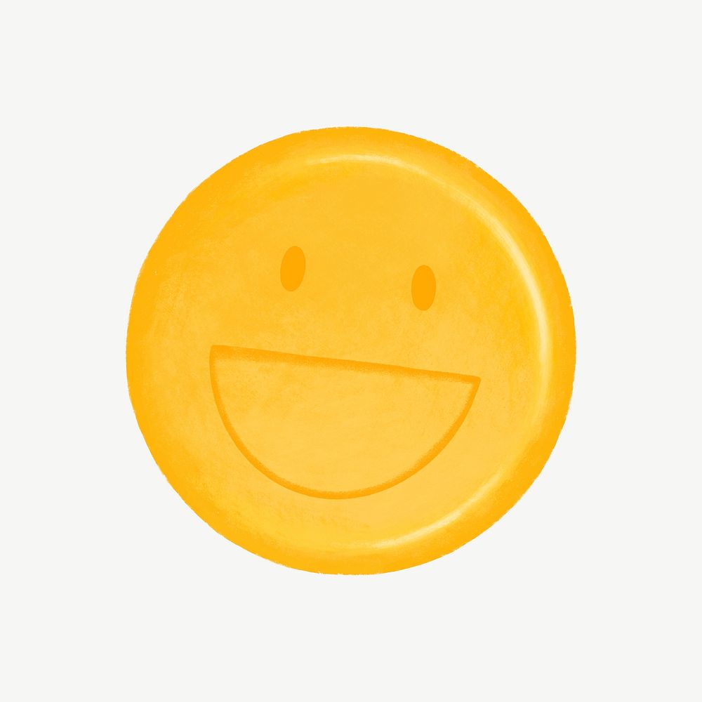 Cute smiling face emoticon collage element psd