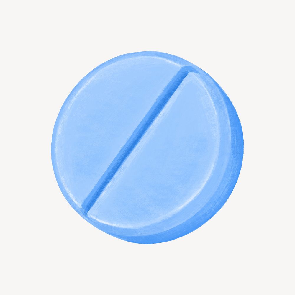 Blue medicine tablet illustration