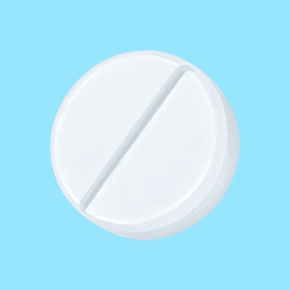 White medicine tablet collage element psd