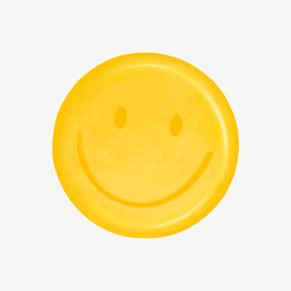 Cute smiling face emoticon collage element psd