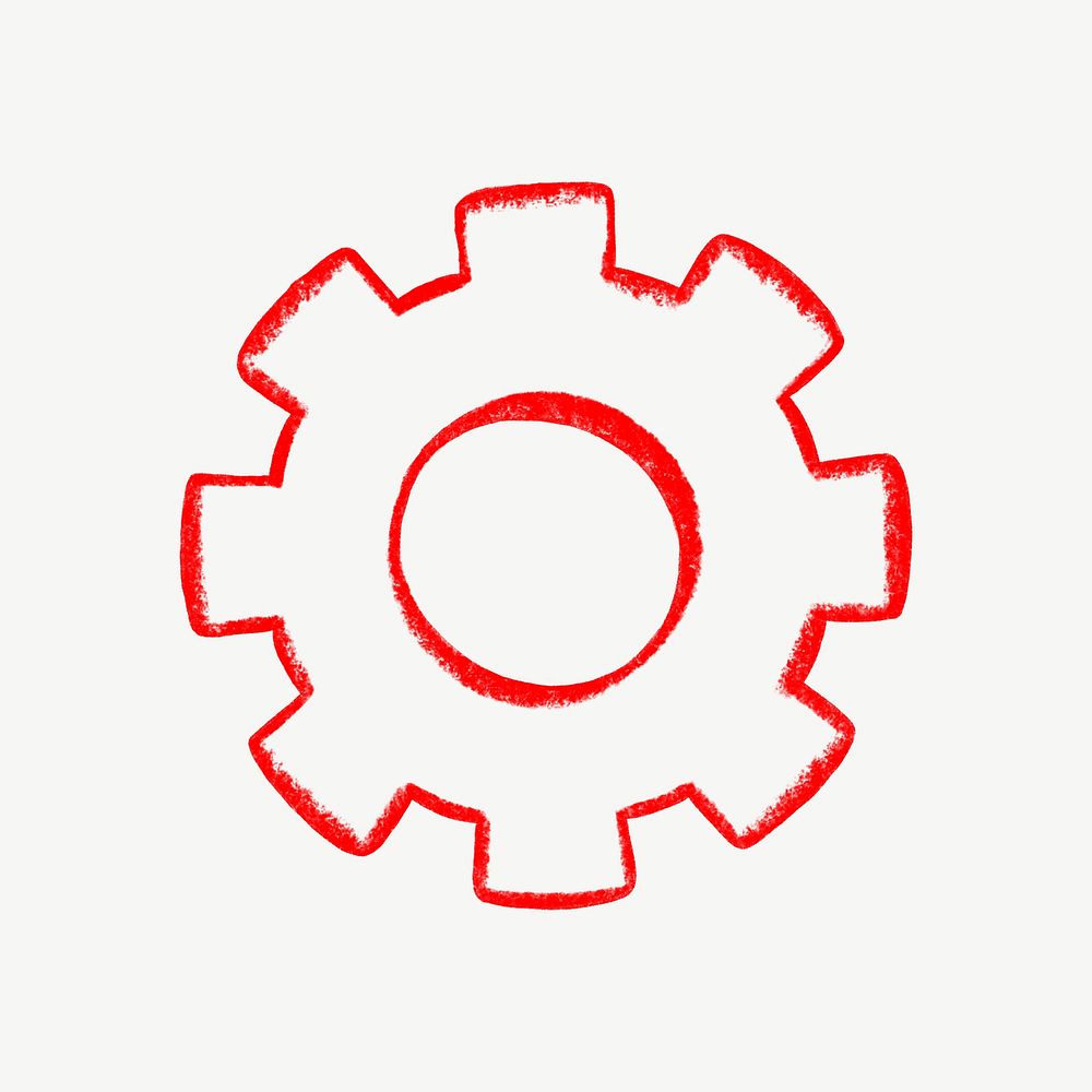 Red cogwheel, business element graphic psd