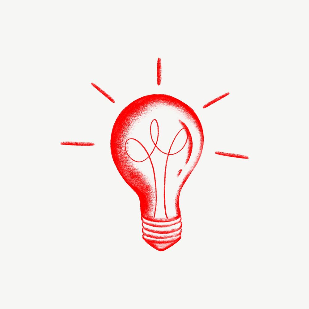 Red light bulb, creative idea illustration psd