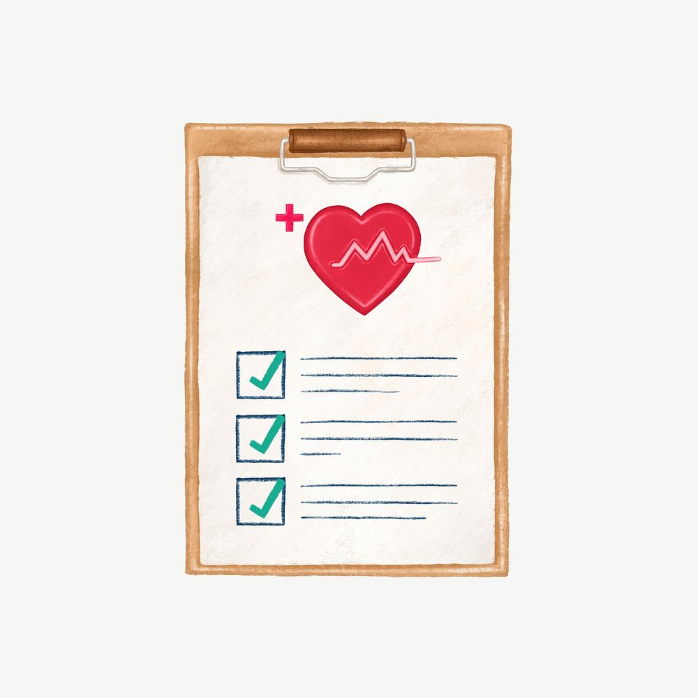 Health check-up checklist collage element psd