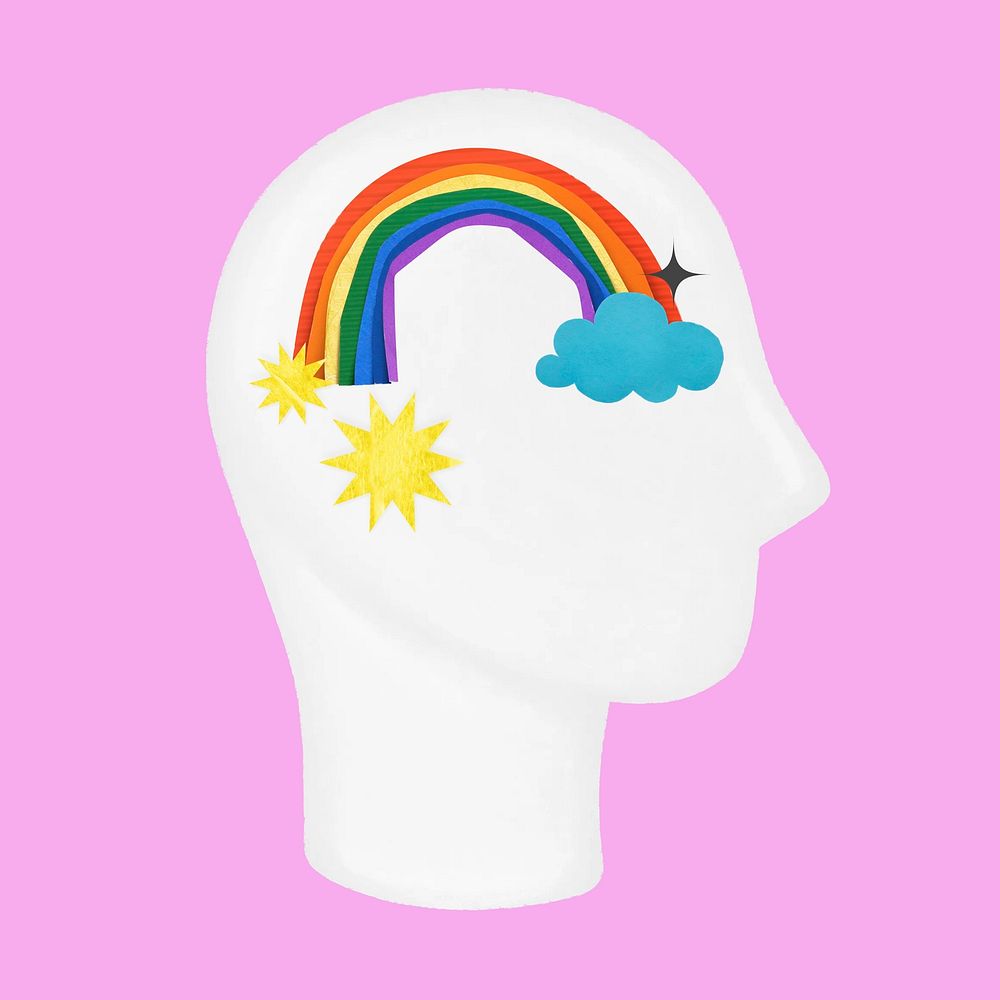 Rainbow  head, mental health remix psd