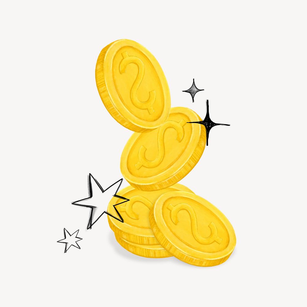 Gold stacked coin, money & finance illustration