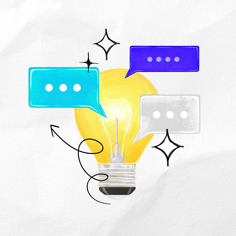 Creative idea remix, light bulb and speech bubble graphics