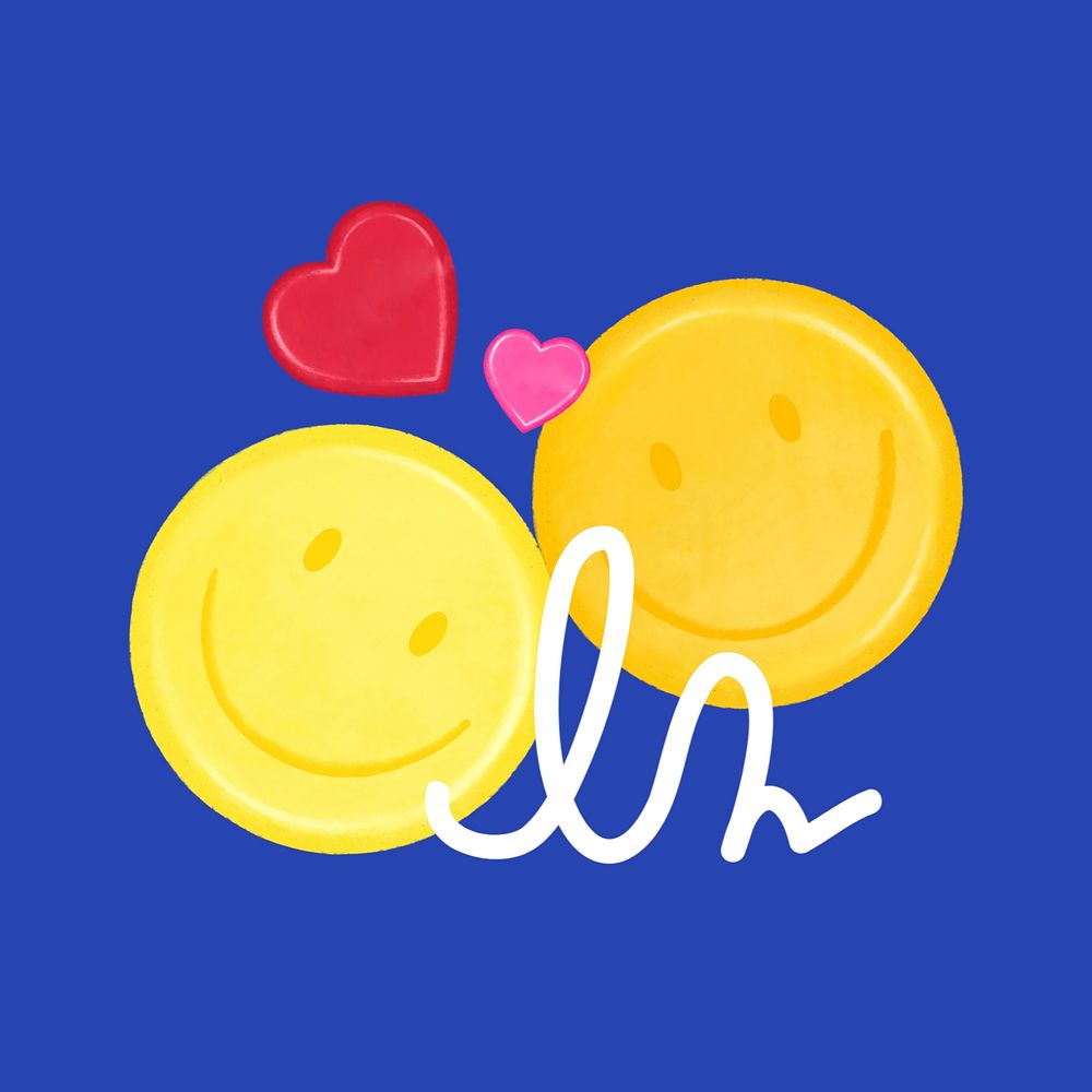 Couple smiling face emoticon remix  psd