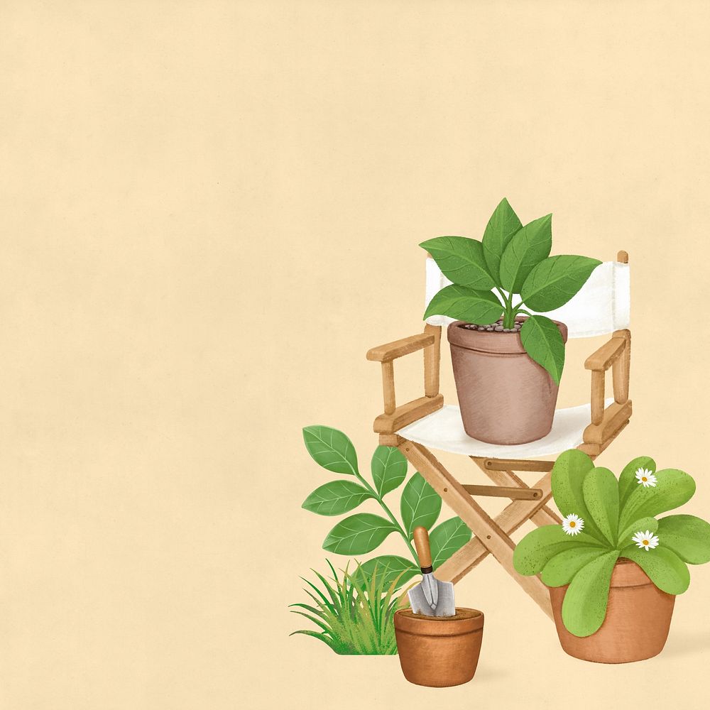 Plant care aesthetic background, hobby illustration