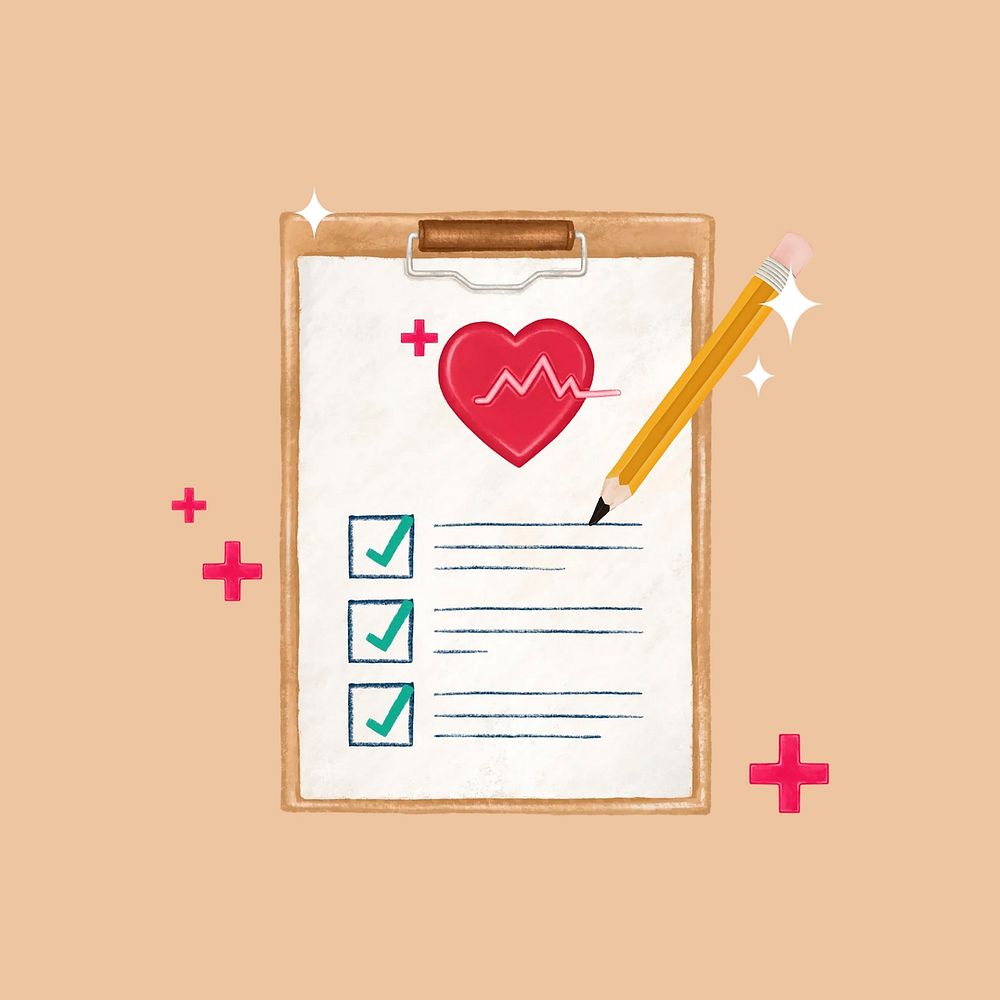 Health check-up checklist collage element psd