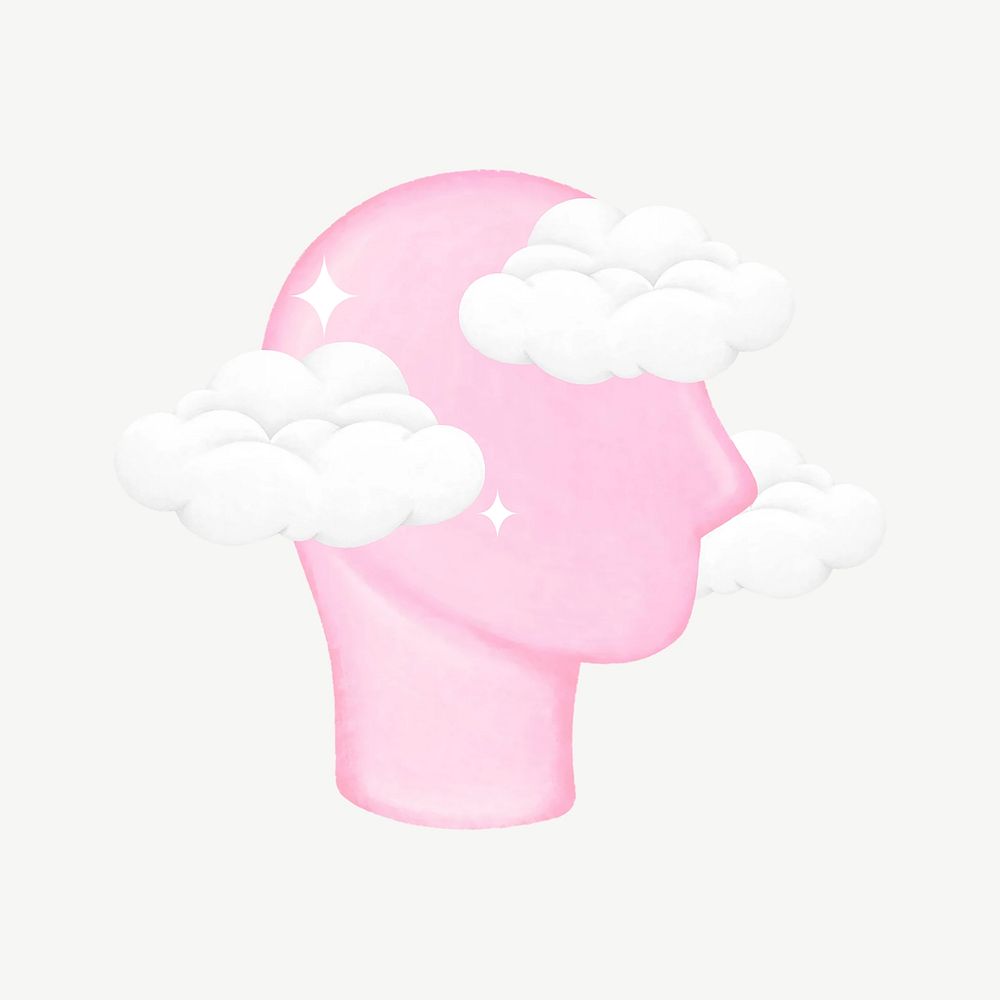 Pink cloud head, mental health remix psd