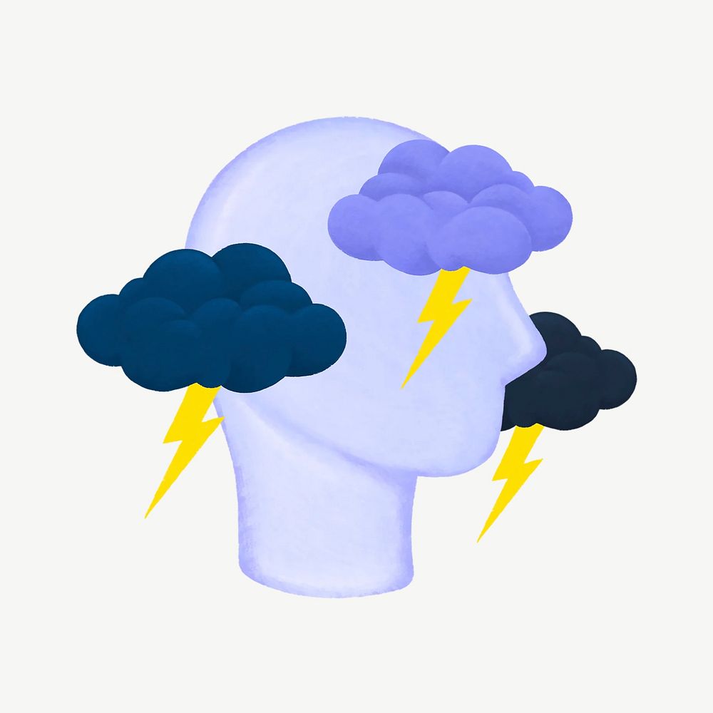 Purple cloud head, mental health remix psd