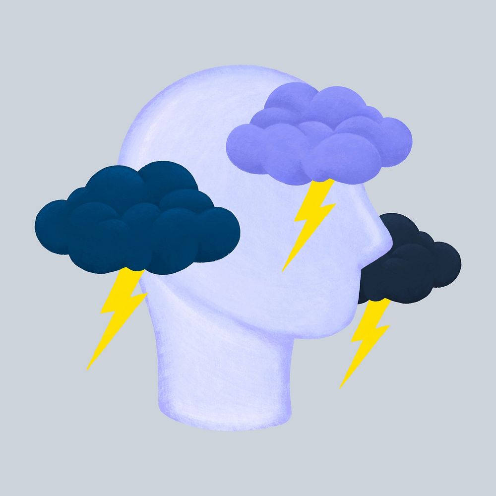 Purple cloud  head, mental health remix