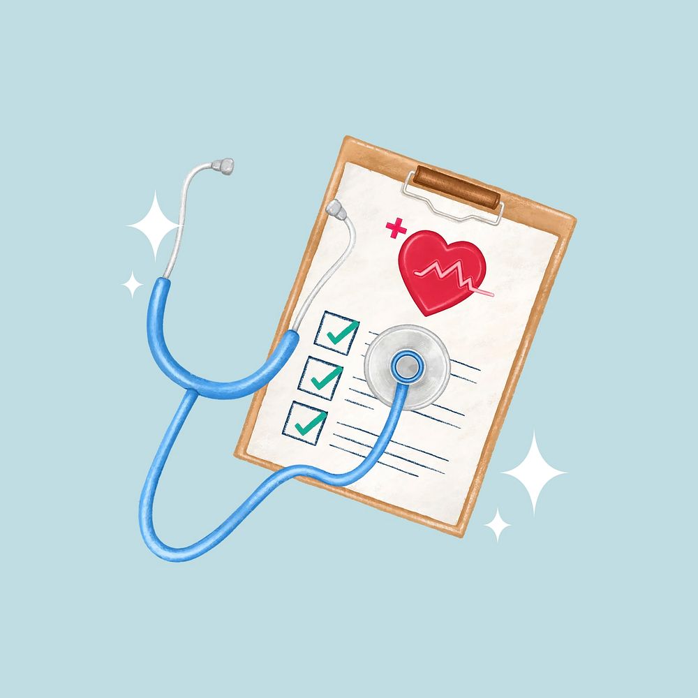 Health check-up checklist collage element psd