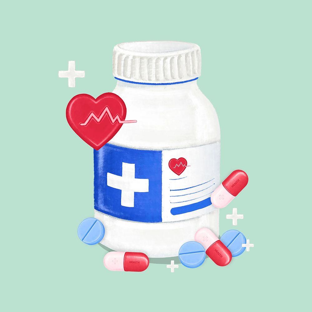 Medicine bottle collage element psd