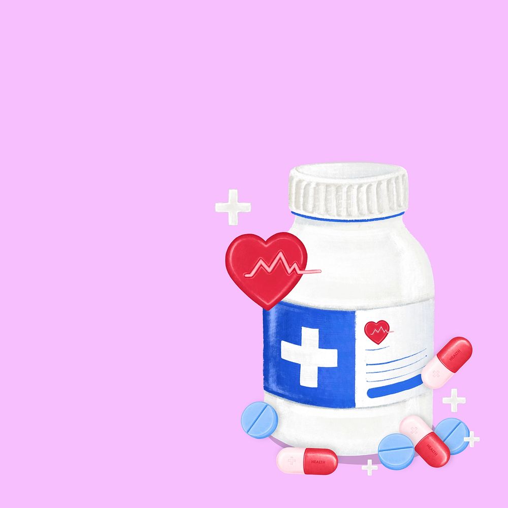 Health supplements background, healthcare illustration