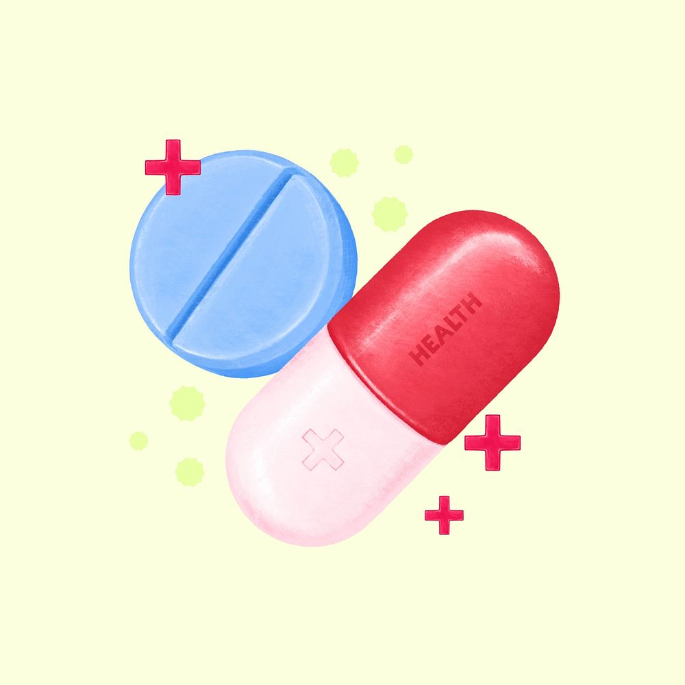 Medicine capsule tablet illustration