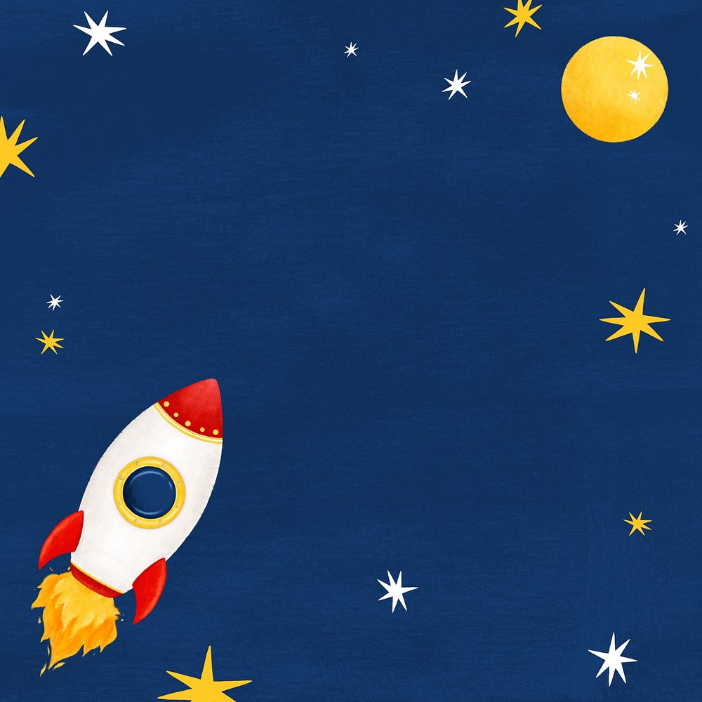 Space rocket frame background, cute galaxy illustration