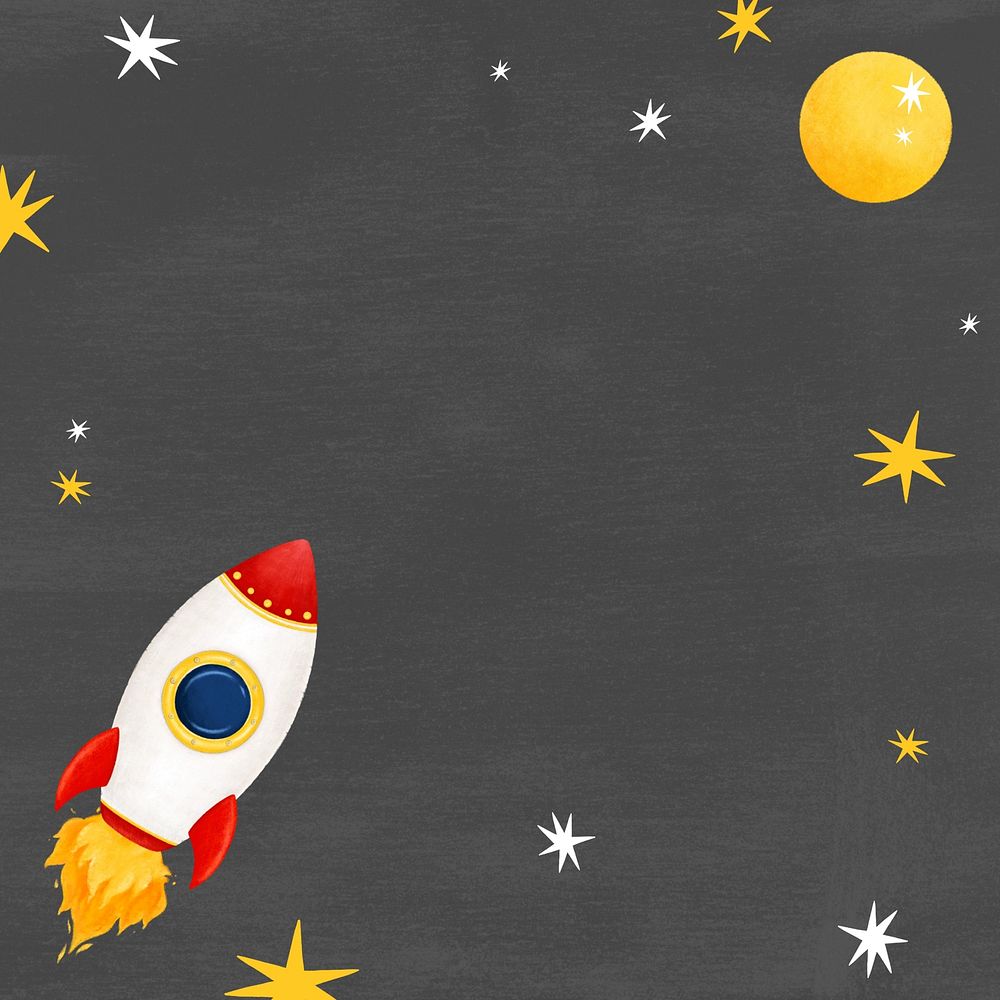 Space rocket frame background, cute galaxy illustration