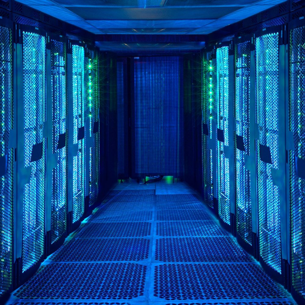 Blue computer server background design