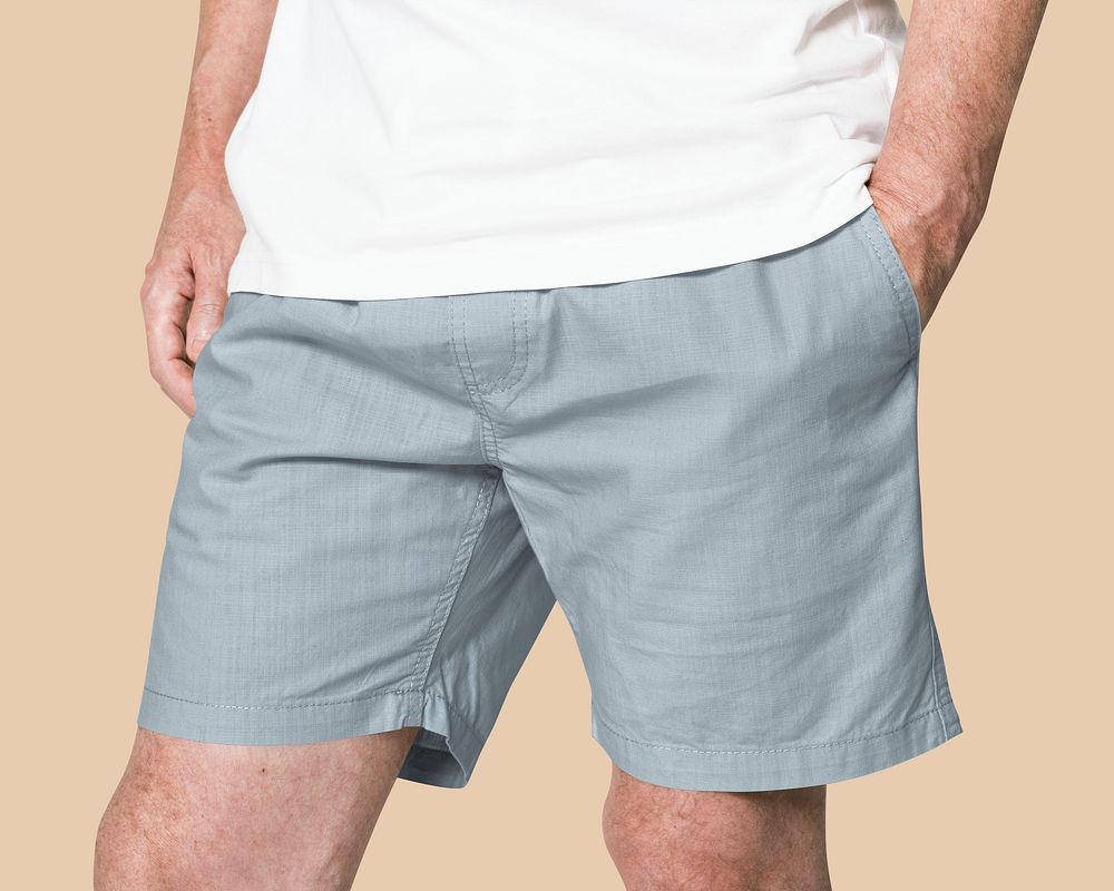 Blue shorts mockup psd menswear close-up