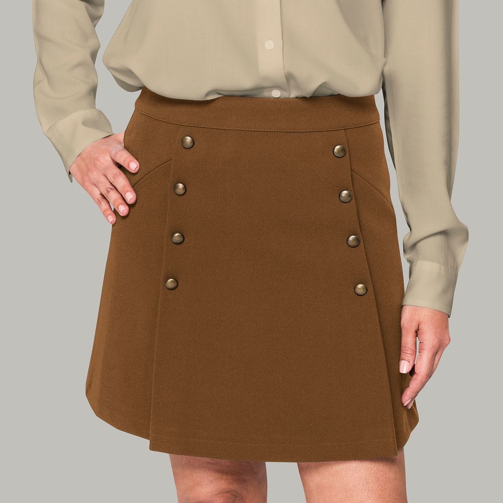 brown skirt mockup psd womenswear close-up