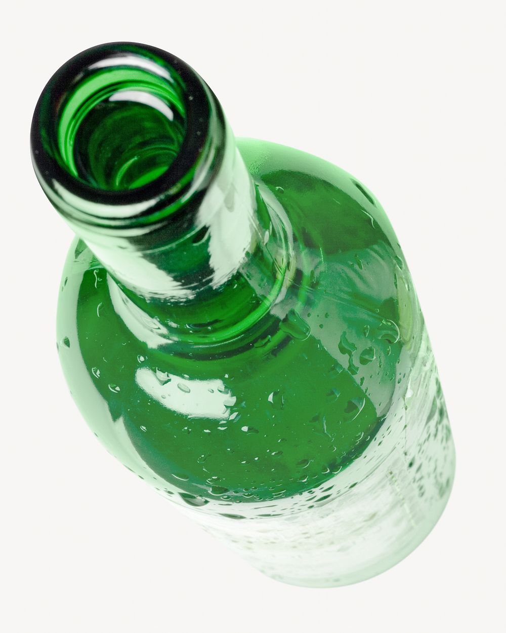 Green glass bottle, isolated object