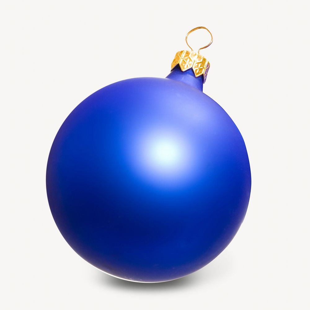 Blue christmas ball, isolated object on white