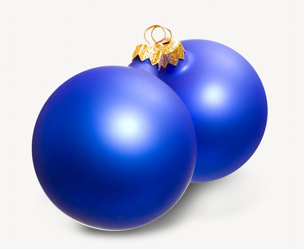 Blue christmas ball, isolated object on white