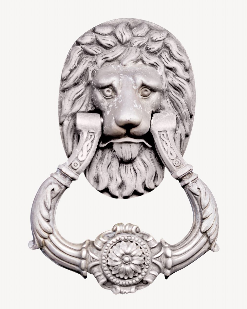 Lion door knocker, isolated object on white