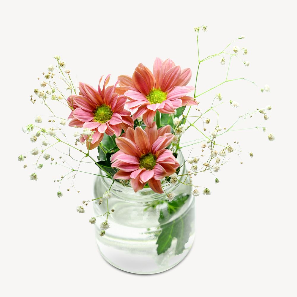 Pink flowers in a glass image