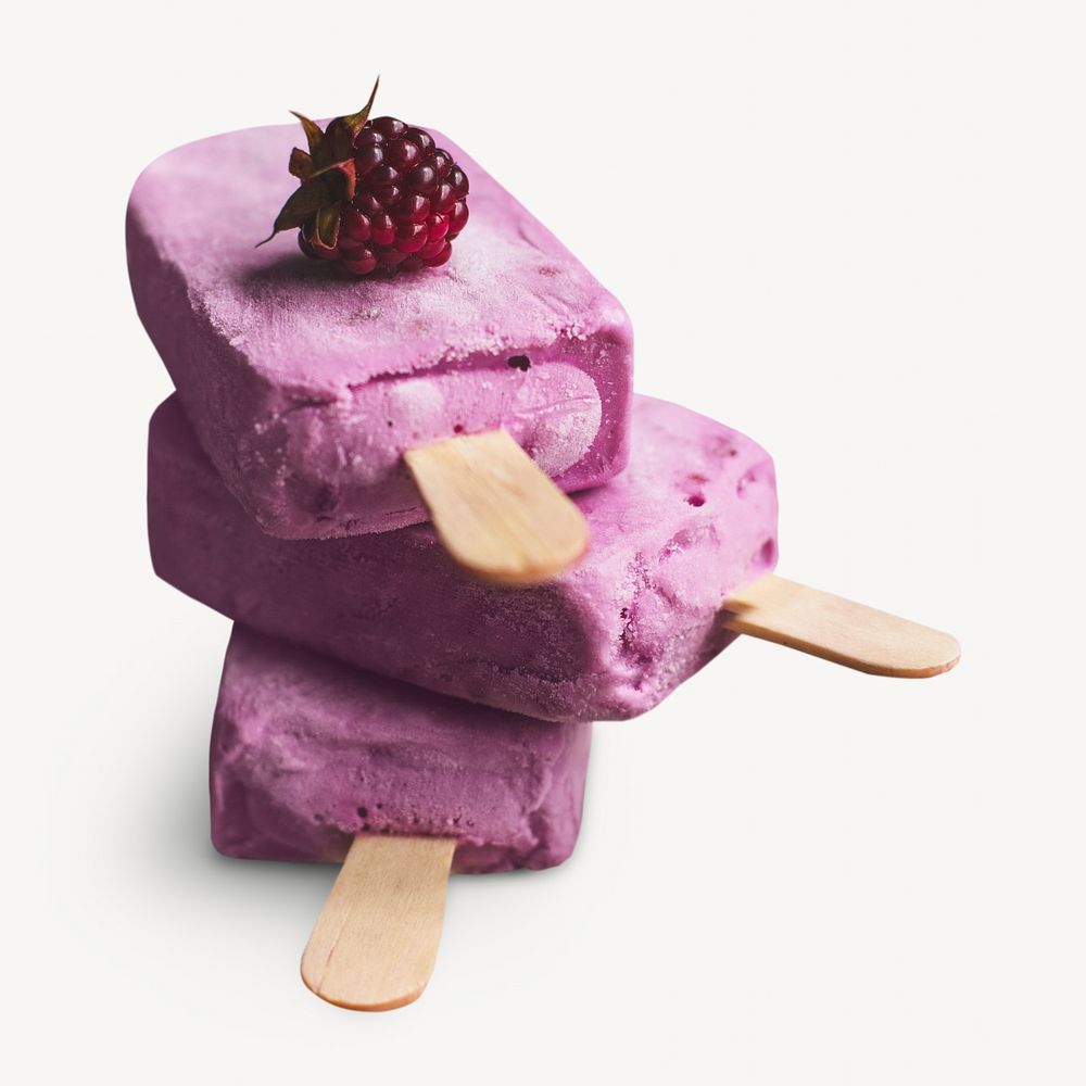 Loganberry sorbet popsicles  isolated object