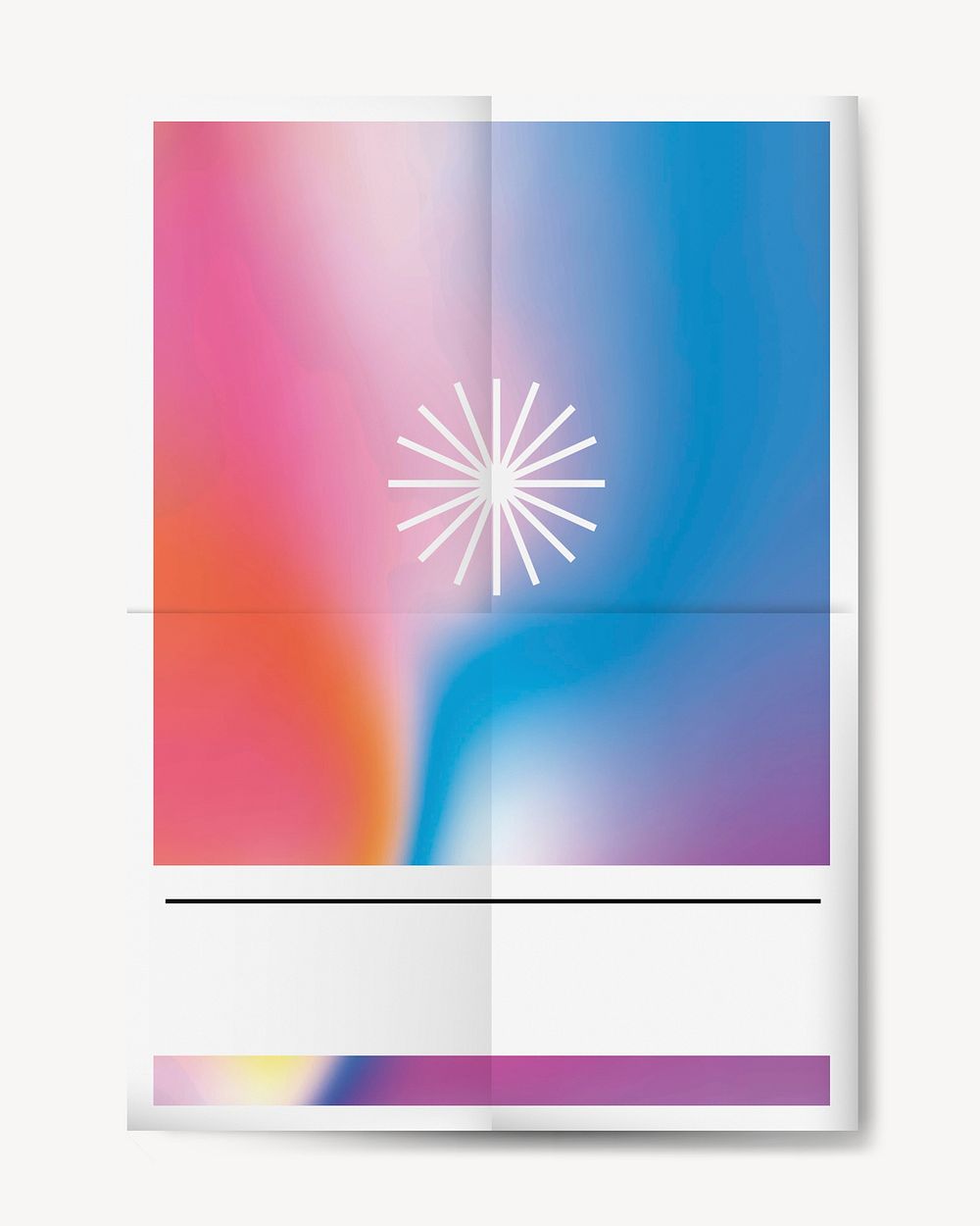 Abstract gradient poster, fold paper texture
