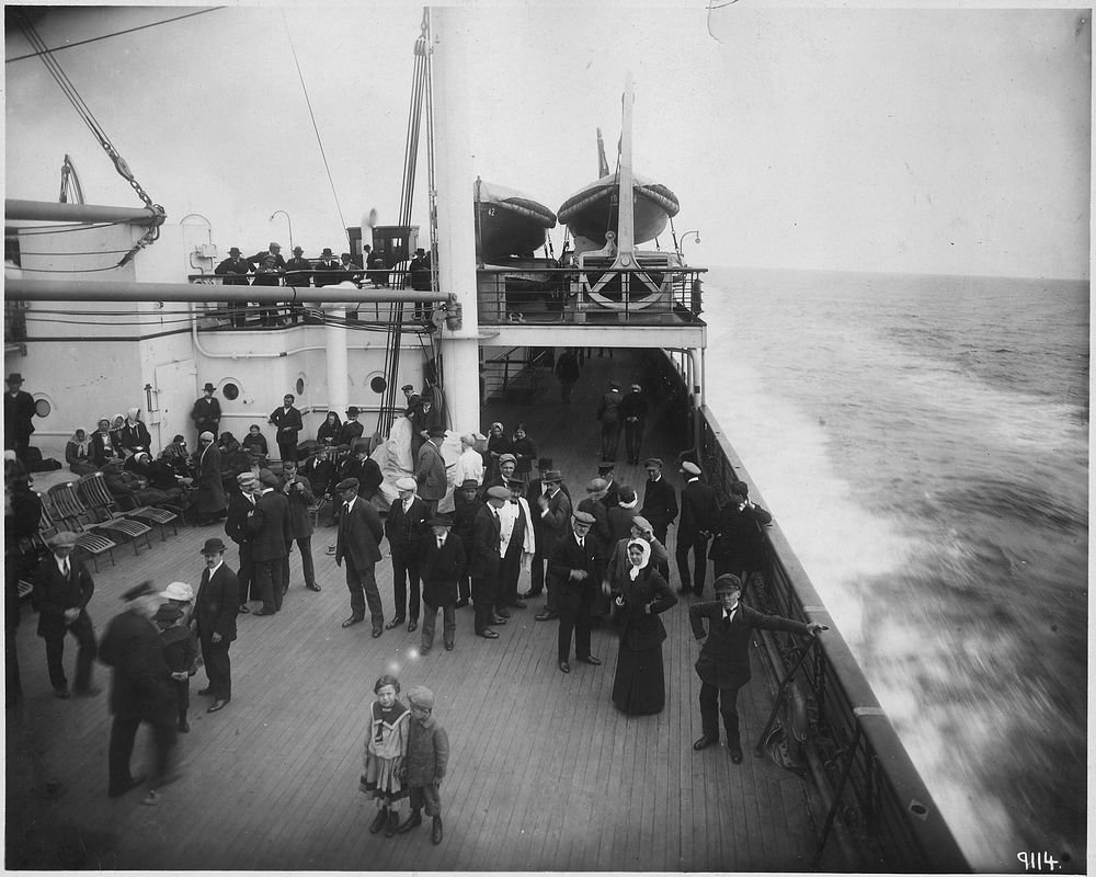 Uncaptioned photograph of a ship deck that was similar to the Titanic - NARA