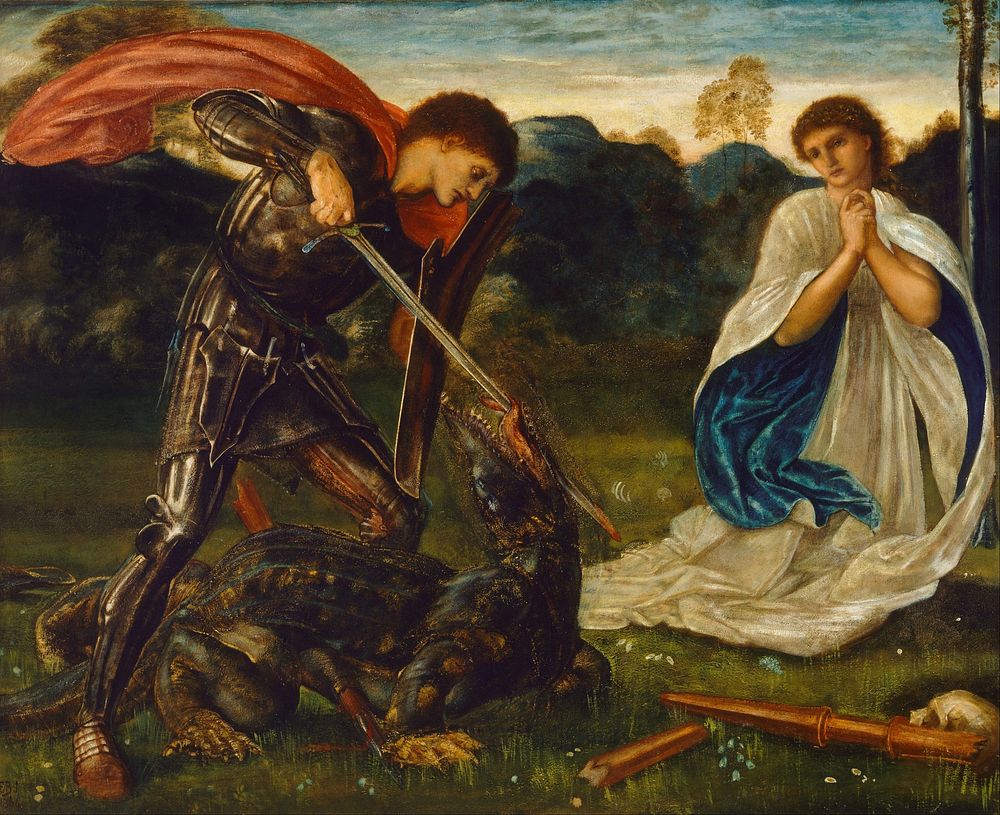 Edward Burne-Jones - The fight- St George kills the dragon VI - 1866.