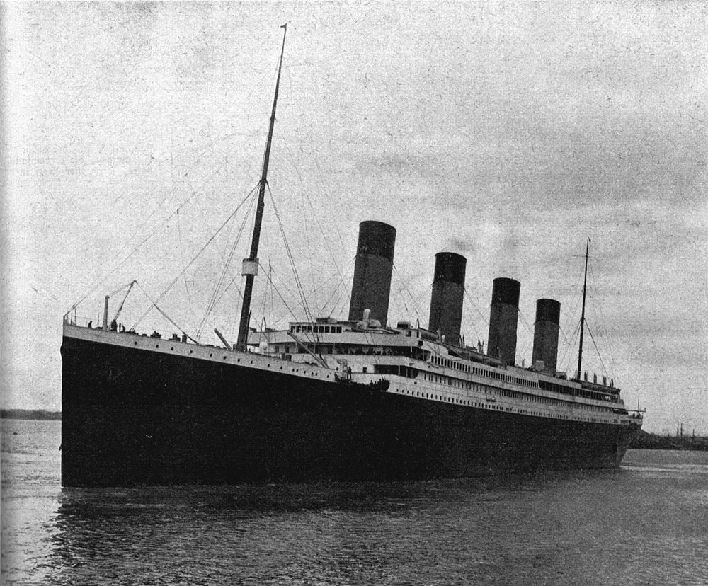 Photo of the ill-famous British steamer Titanic, leaving Southampton, sailing en route to disaster