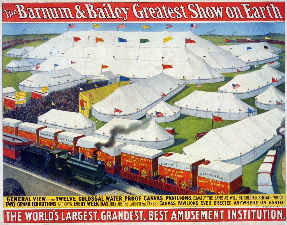 The Barnum & Bailey greatest show on Earth, the world's largest, grandest, best amusement institution. General view of the…