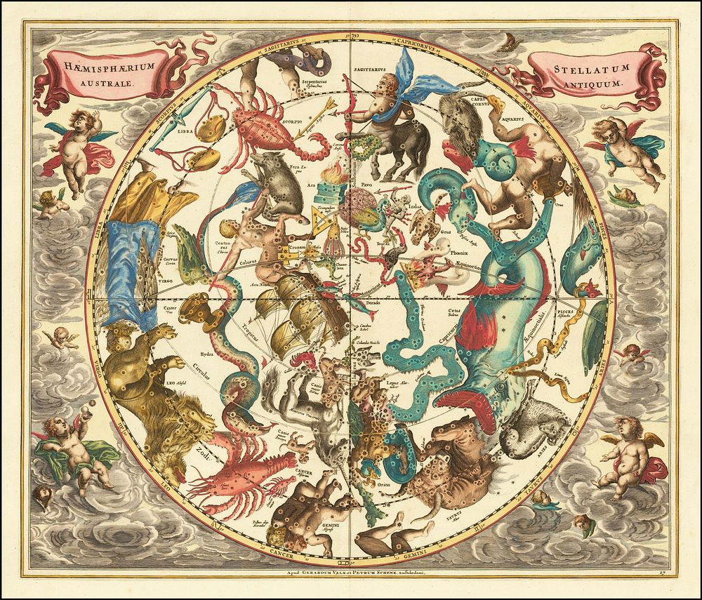 Celestial chart - Haemisphaerium Stellatum Australe Antiquum