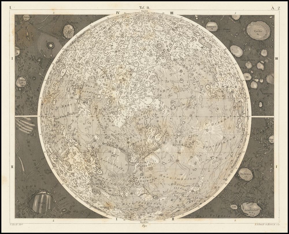 Ca. 1850 illustration of the moon