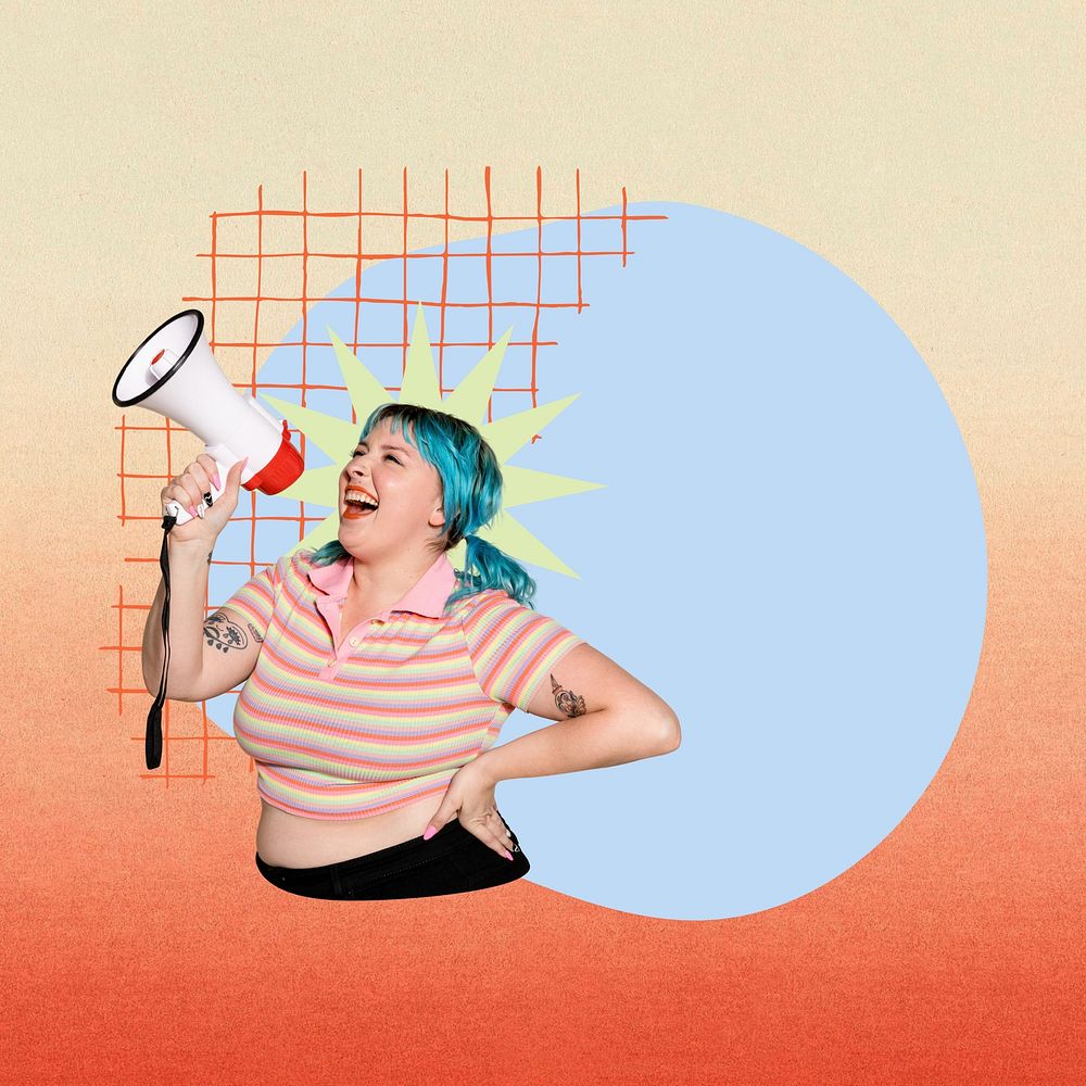 Body positivity collage element, colorful design