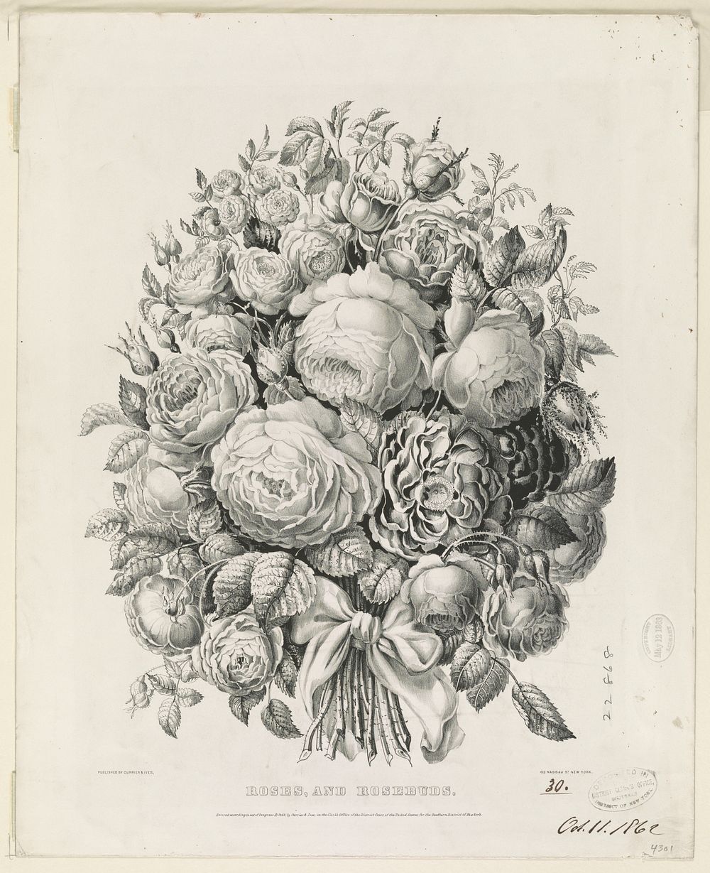 Roses, and rosebuds (1862) by Currier & Ives