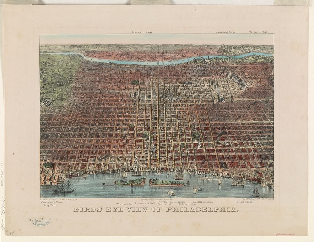 Bird's-eye view of Philadelphia  drawn and engraved expressly for Harper's Weekly from sketches (1872) by Theodore R. Davis.