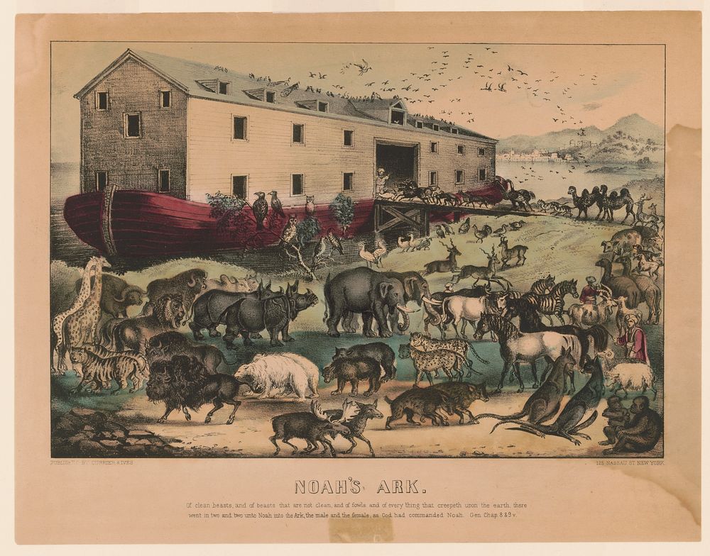 Noah's ark between 1856 and 1907 by Currier & Ives.