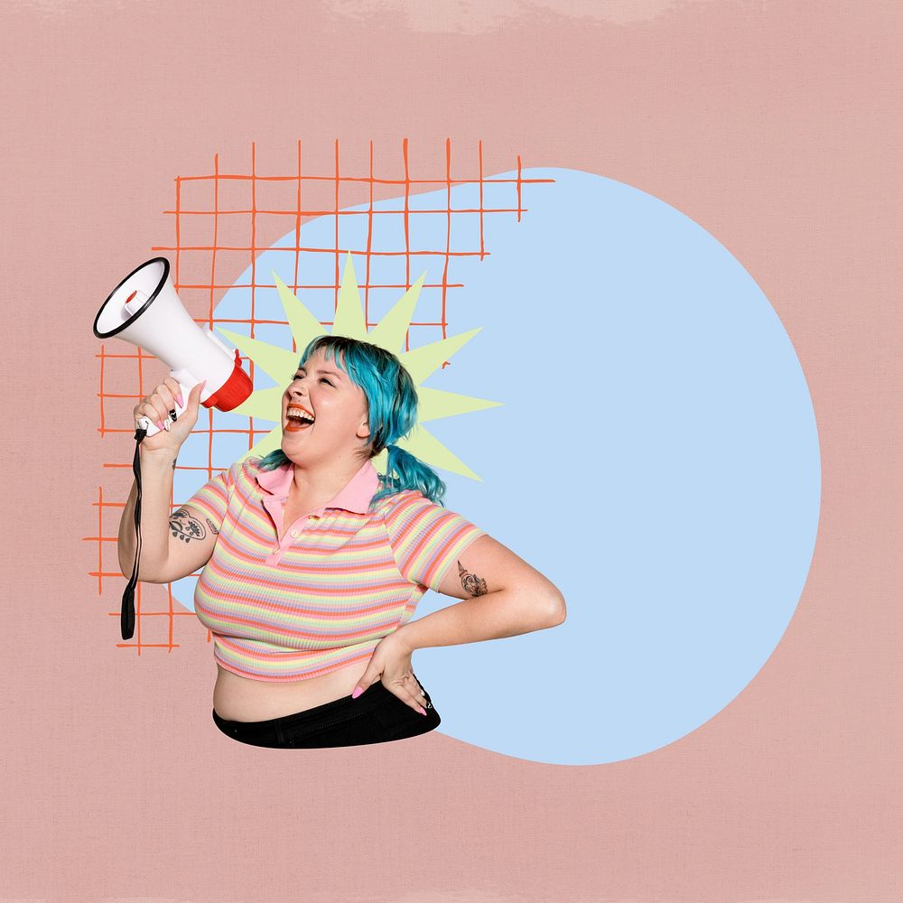 Body positivity collage element, pink design