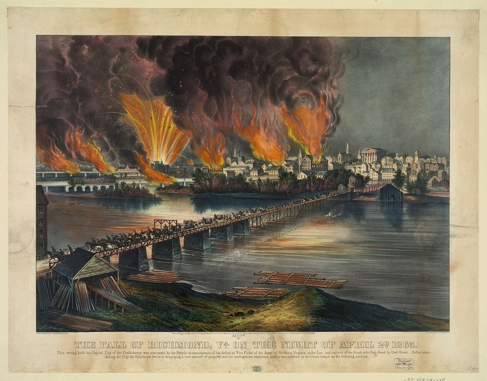 The fall of Richmond, Va. on the night of April 2d (1865) by Currier & Ives