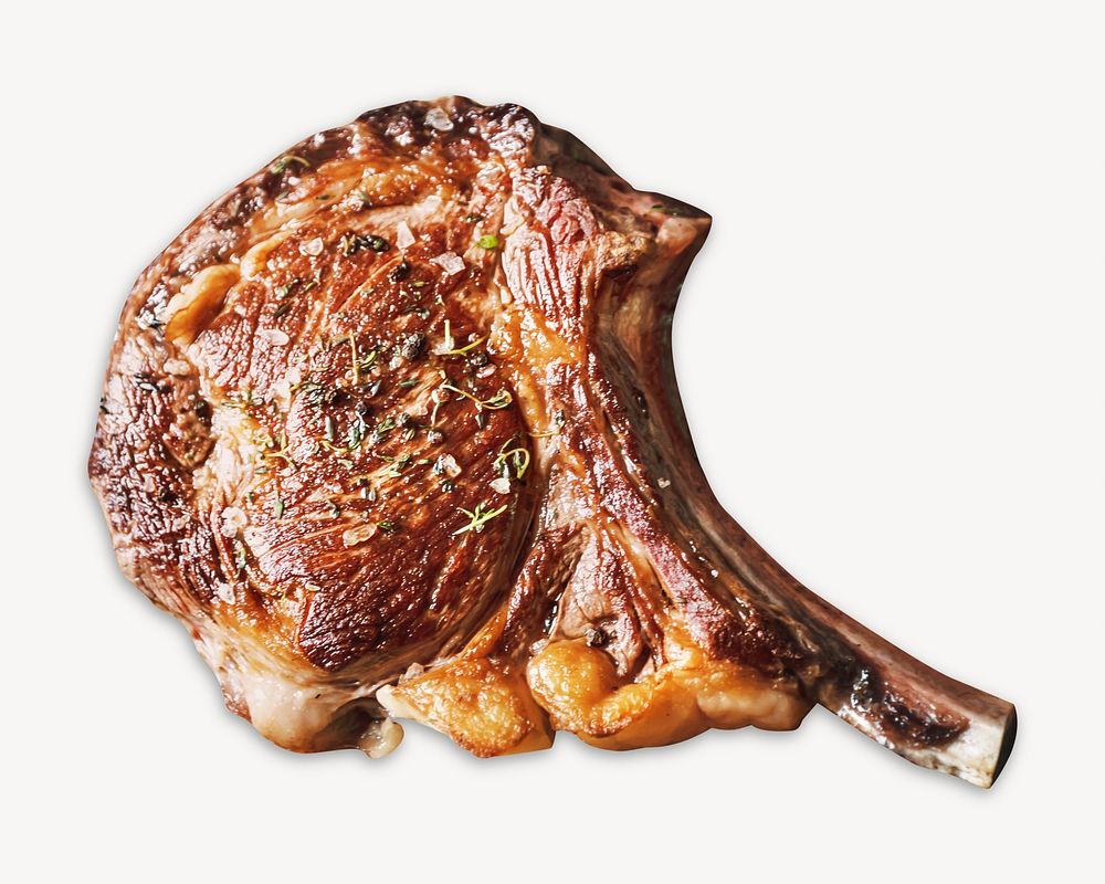 Steak image, food photo on white