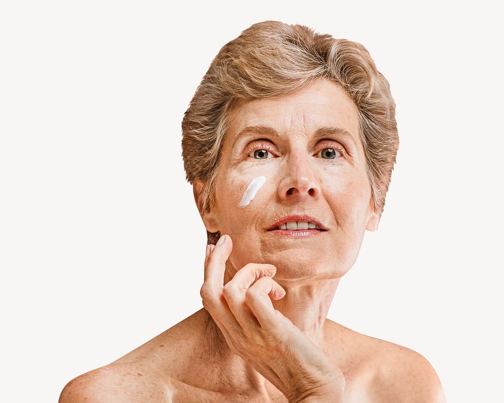 Woman anti-aging advertisement isolated image