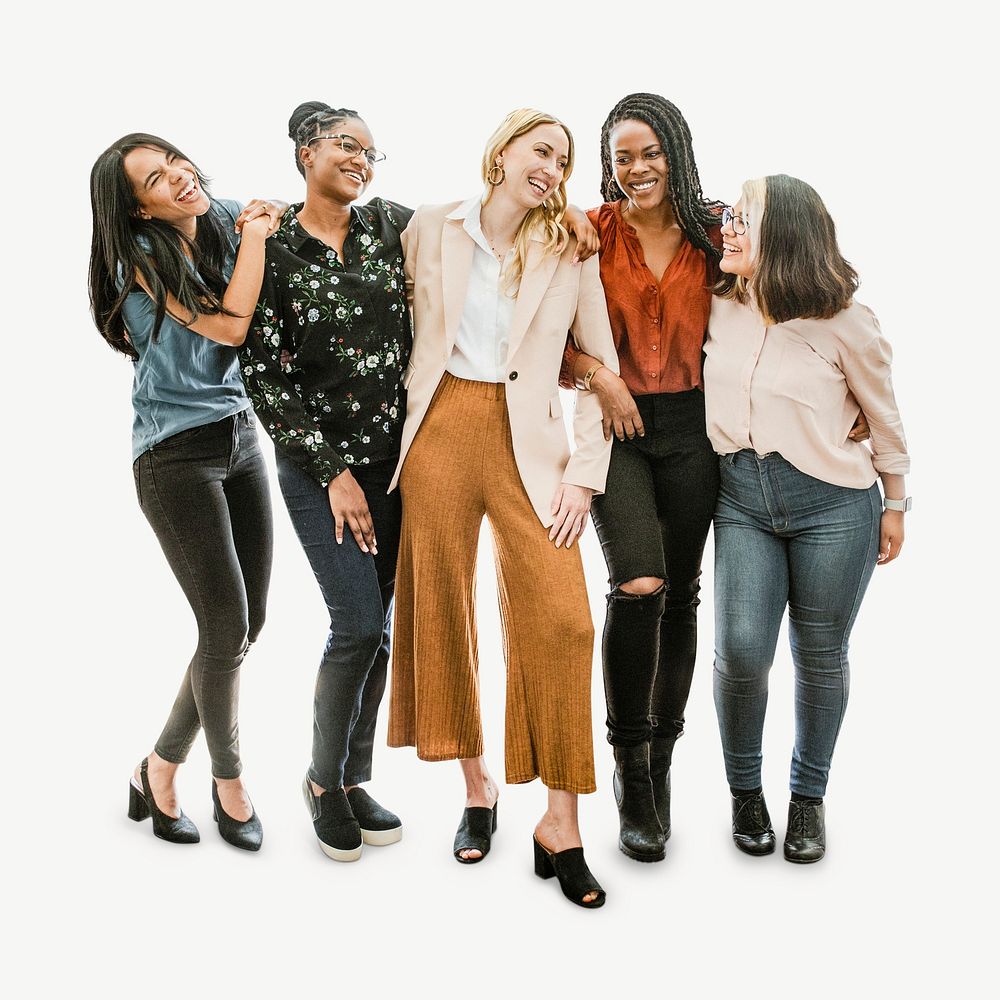 Group of happy women isolated graphic psd