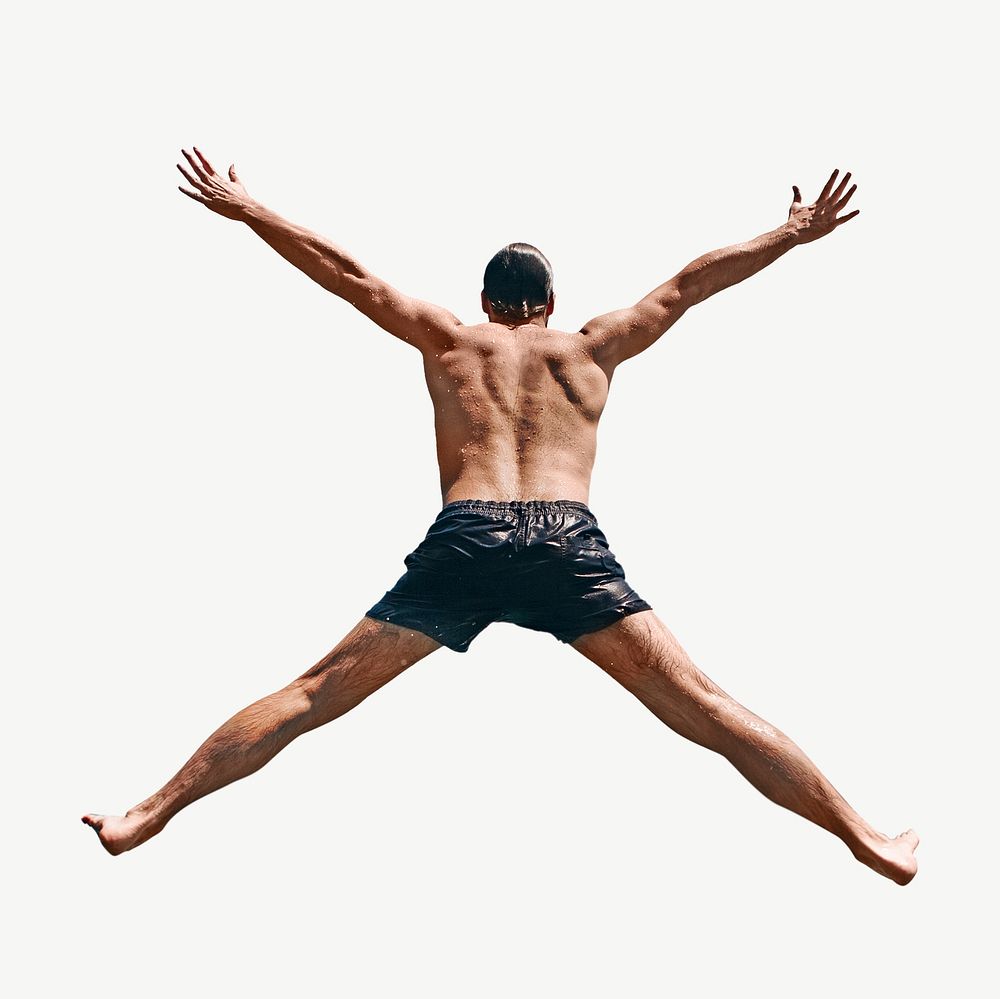 Man jumping with joy collage element psd
