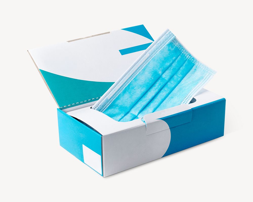 Medical mask box, isolated object