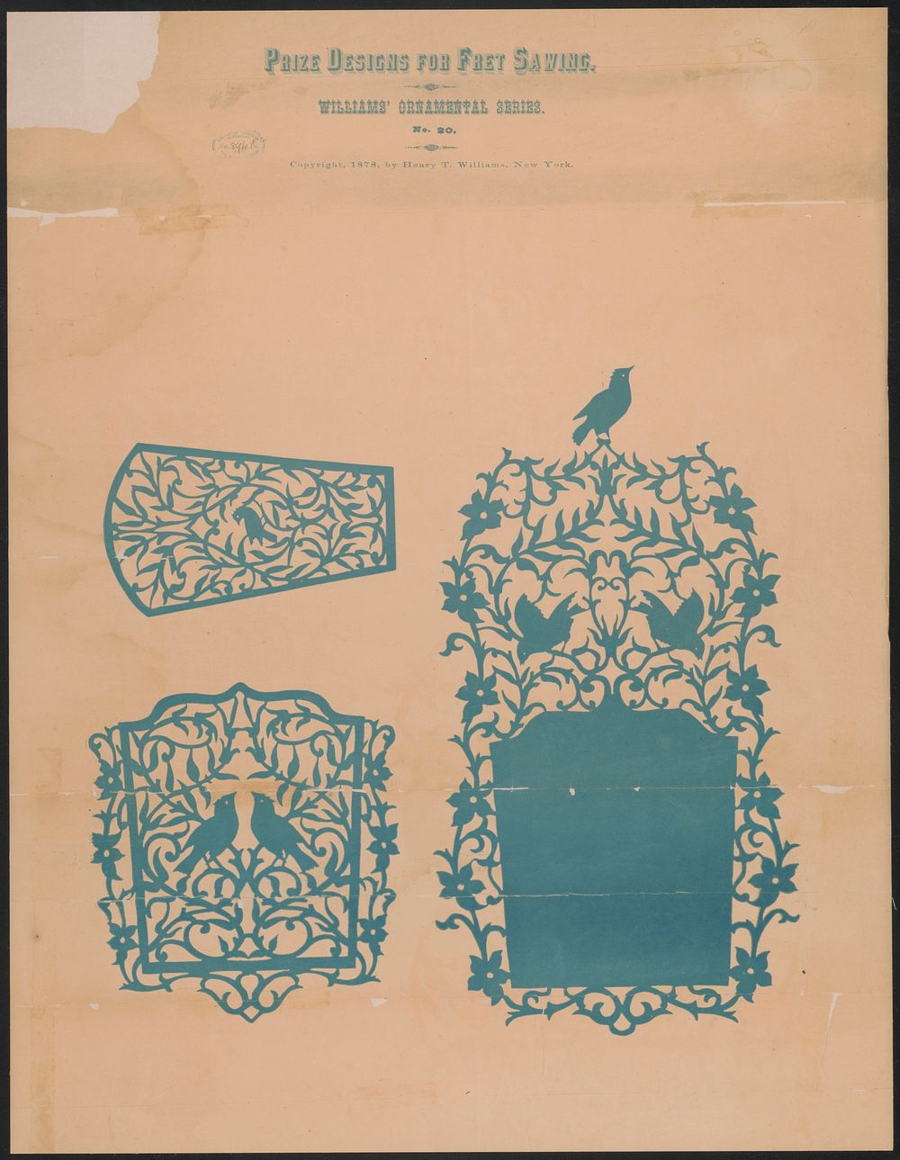 Prize designs for fret sawing (ca.1879) print in high resolution by Henry T. Williams. 